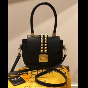 Valentino Black Leather Gold Stud Option Crossbody